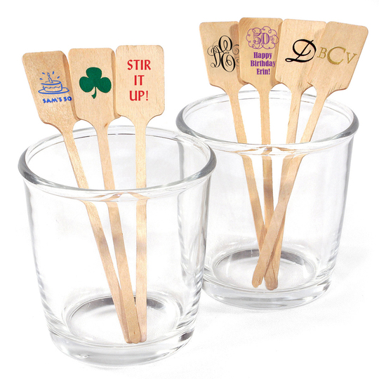 Personalized Rectangle Top Wood Stir Sticks